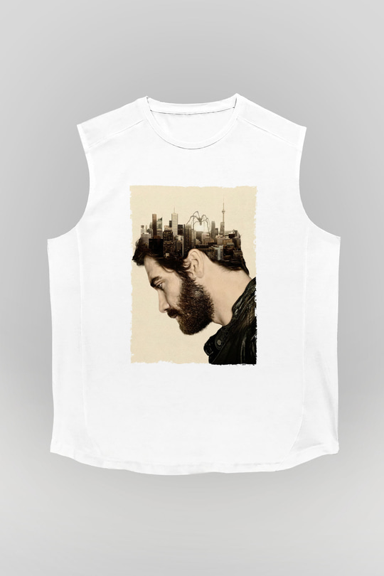 Unisex Düşman (Enemy) Baskılı Beyaz Kolsuz Tshirt