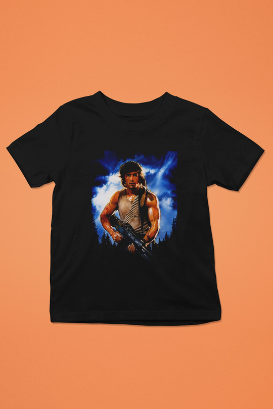 Unisex First Blood Baskılı Siyah Çocuk Tshirt