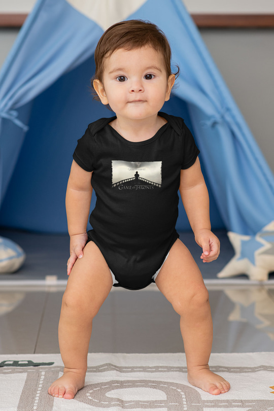 Unisex Game of Thrones Baskılı Siyah Bebek Body - Zıbın