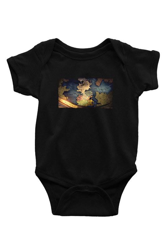 Unisex Game of Thrones Baskılı Siyah Bebek Body - Zıbın