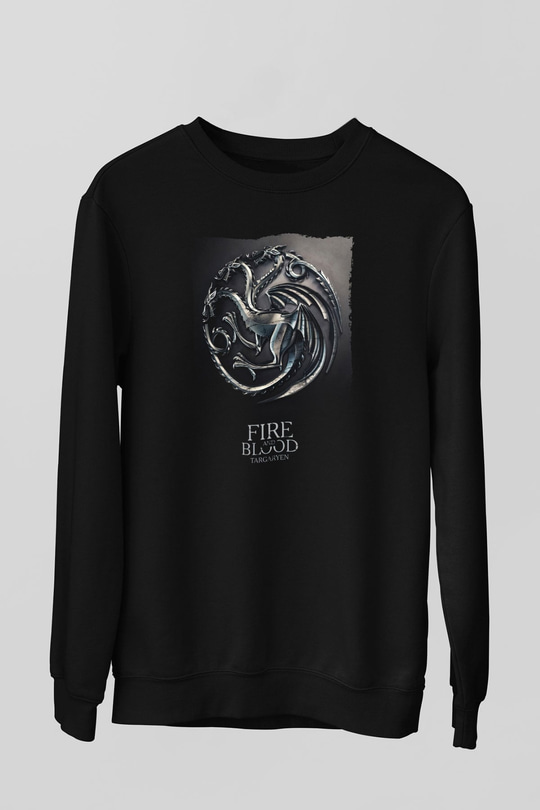 Unisex Game of Thrones Siyah Unisex Sweatshirt