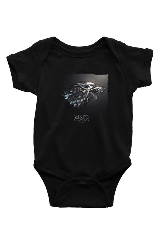 Unisex Game of ThronesBaskılı Siyah Bebek Body - Zıbın