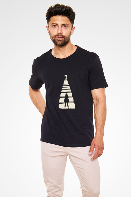 Gizli Gerçek (Run) Baskılı Siyah Tshirt