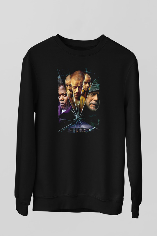Unisex Glass Baskılı Siyah Sweatshirt