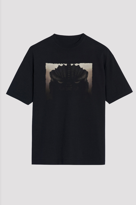 Unisex Godzilla Baskılı Siyah Oversize T-shirt
