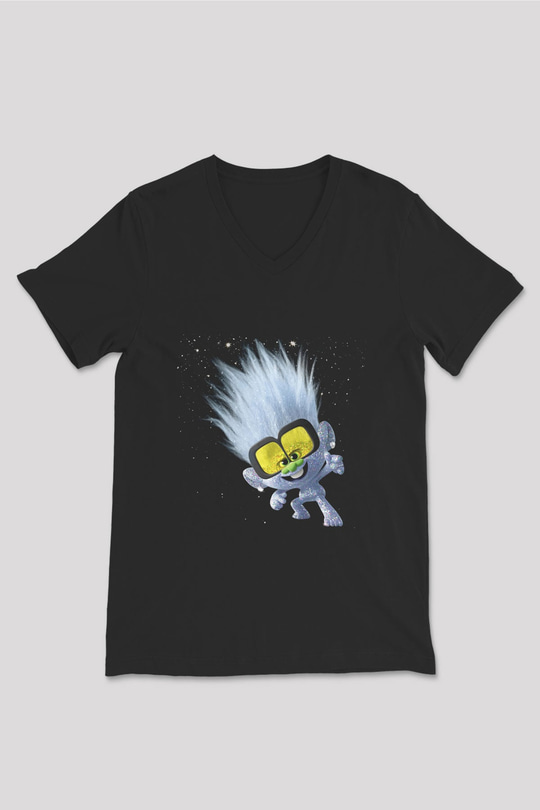 Unisex Guy Diamond Baskılı Siyah V Yaka T-shirt