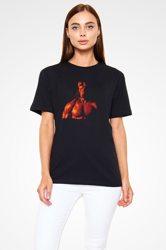 Hellboy Baskılı Siyah T-Shirt