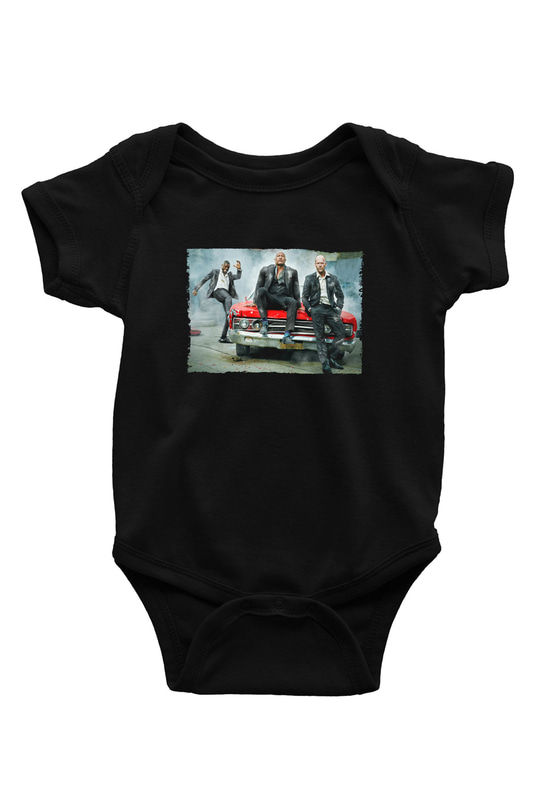 Unisex Hızlı ve Öfkeli Hobbs ve Shaw (Hobbs & Shaw) Baskılı Siyah Bebek Body - Zıbın