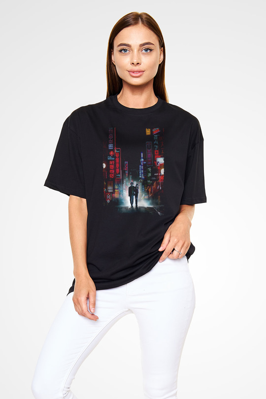 Unisex İhtiyar Delikanlı (Oldboy) Baskılı Siyah Oversize Tişört