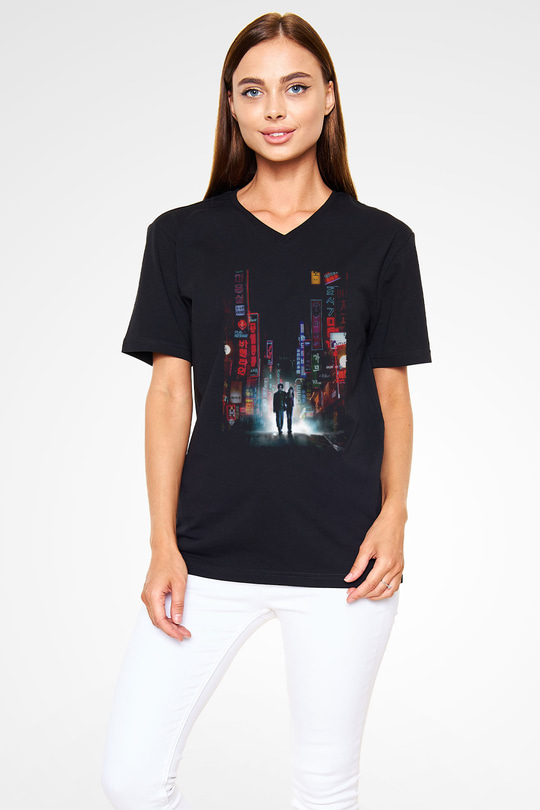 Unisex İhtiyar Delikanlı (Oldboy) Baskılı Siyah V Yaka Tişört