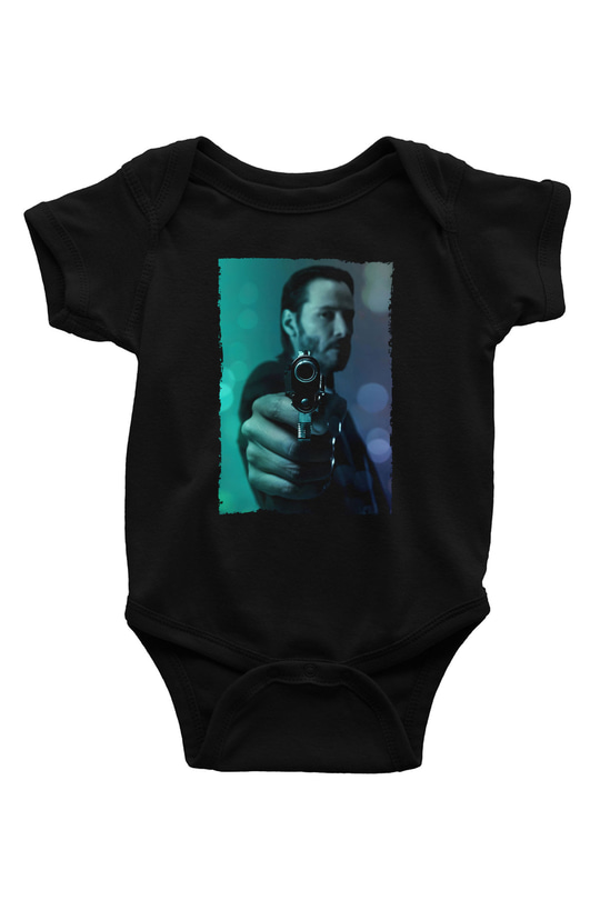 Unisex John Wick Baskılı Siyah Bebek Body - Zıbın