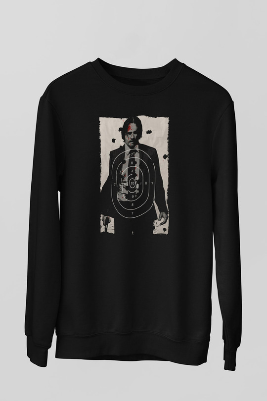 Unisex John Wick Baskılı Siyah Unisex Sweatshirt