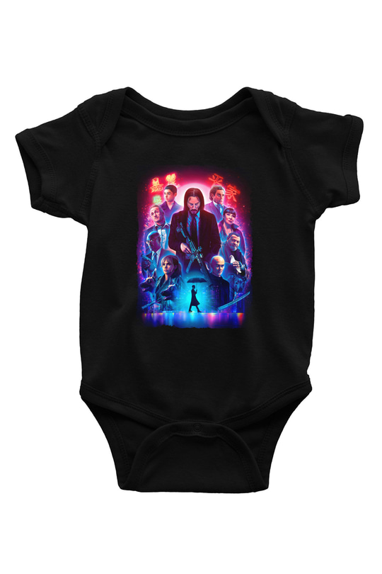 Unisex John Wick Serisi (John Wick) Baskılı Siyah Bebek Body - Zıbın