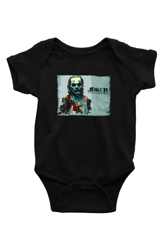 Unisex Joker Baskılı Siyah Bebek Body - Zıbın