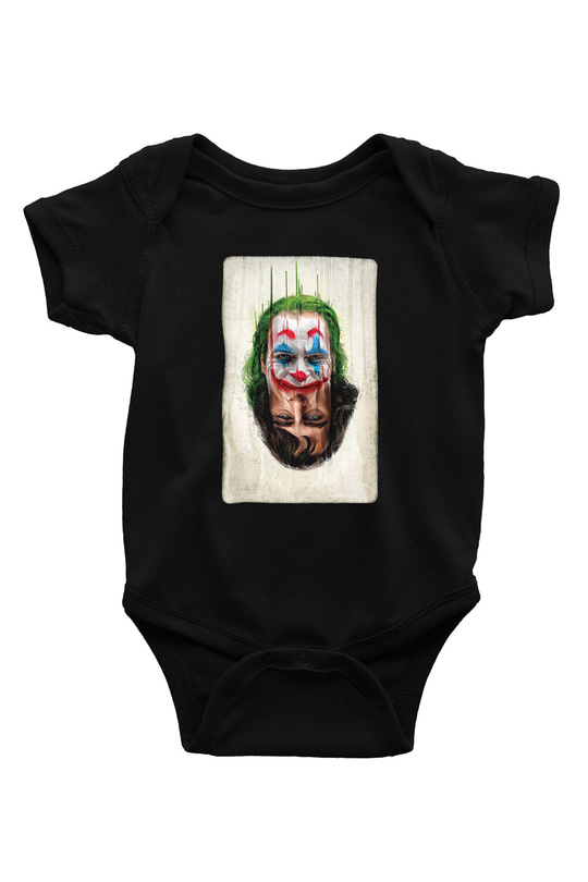Unisex Joker Unisex Baskılı Siyah Bebek Body - Zıbın