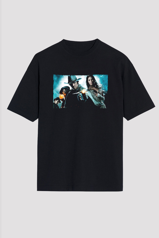 Unisex Jonah Hex Baskılı Siyah Oversize Tişört
