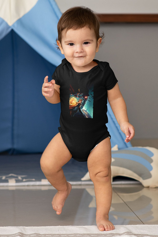 Unisex Justice League Dark Apokolips War Baskılı Siyah Bebek Body - Zıbın