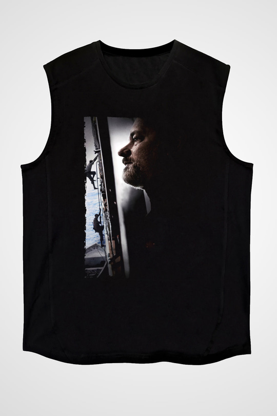 Unisex Kaptan Phillips (Captain Phillips) Baskılı Siyah Kolsuz T-shirt