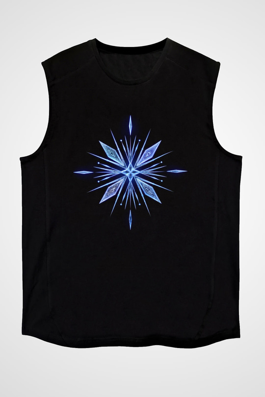 Unisex Karlar Ülkesi 2 (Frozen 2) Baskılı Siyah Kolsuz Tshirt