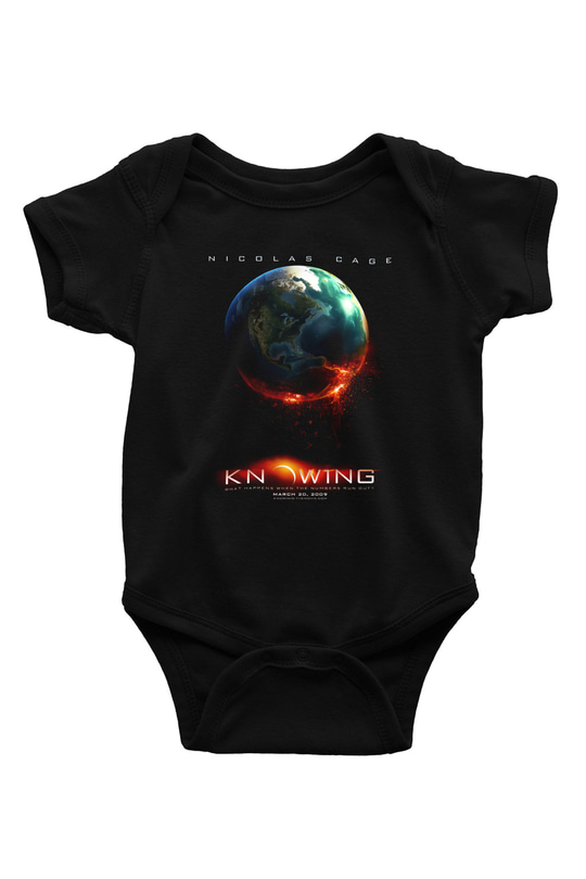 Unisex Kehanet (Knowing) Baskılı Siyah Bebek Body - Zıbın