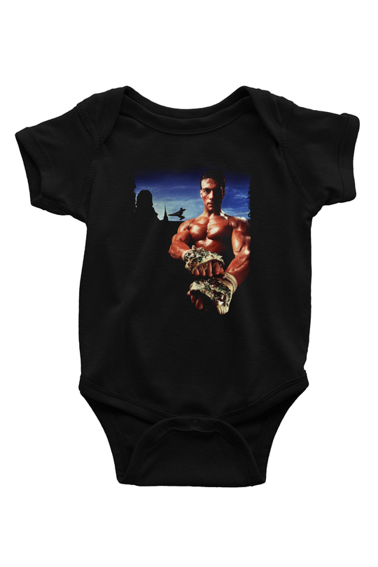 Unisex Kickboxer Baskılı Siyah Bebek Body - Zıbın