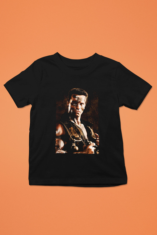 Unisex Komando (Commando) Baskılı Siyah Çocuk Tişört