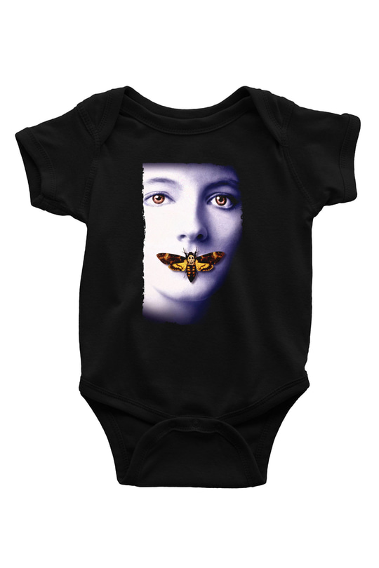 Unisex Kuzuların Sessizliği (The Silence of the Lambs) Baskılı Siyah Bebek Body - Zıbın