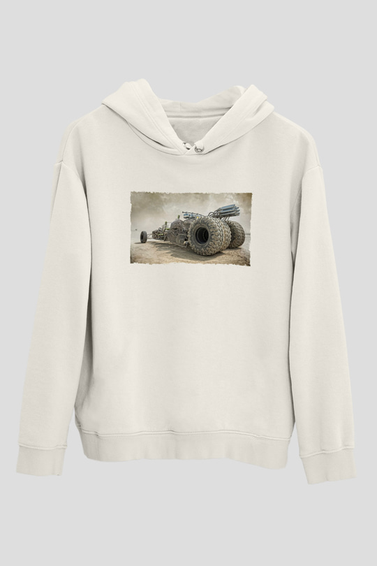 Unisex Mad Max Fury Road Baskılı Beyaz Kapüşonlu Sweatshirt