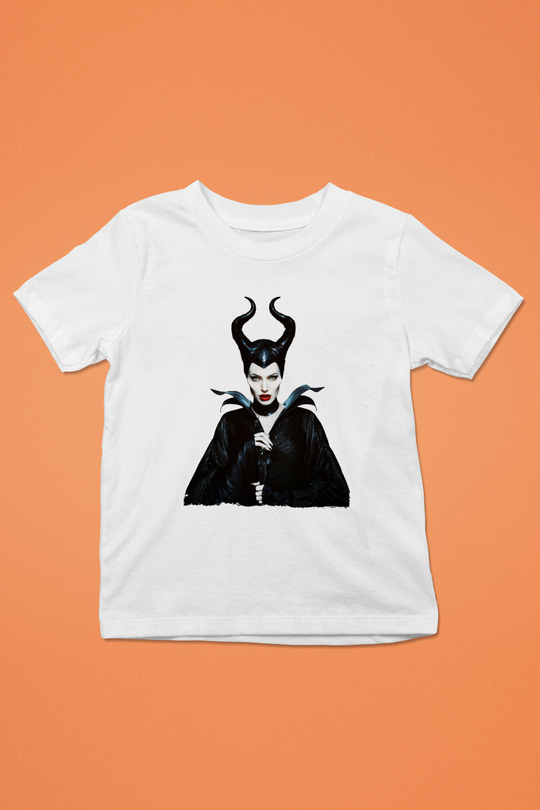 Unisex Malefiz (Maleficent) Baskılı Beyaz Çocuk Tshirt