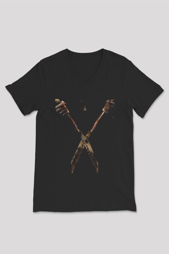 Unisex Mezarına Tüküreceğim (I Spit on Your Grave) Baskılı Siyah V Yaka T-shirt