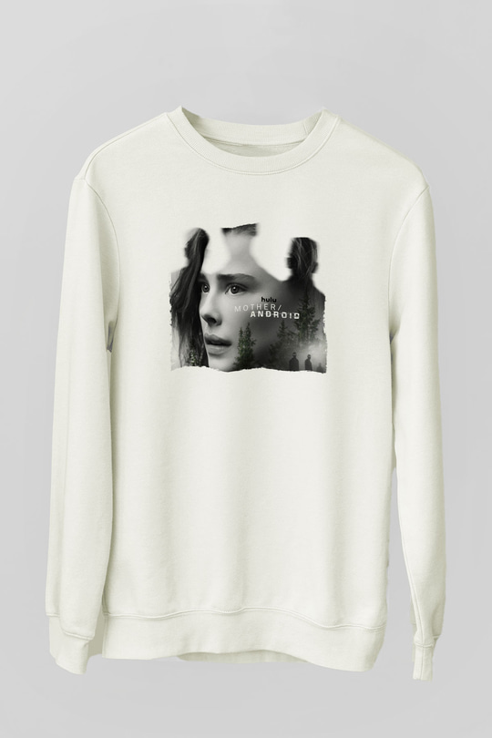 Unisex Mother Android Baskılı Beyaz Sweatshirt
