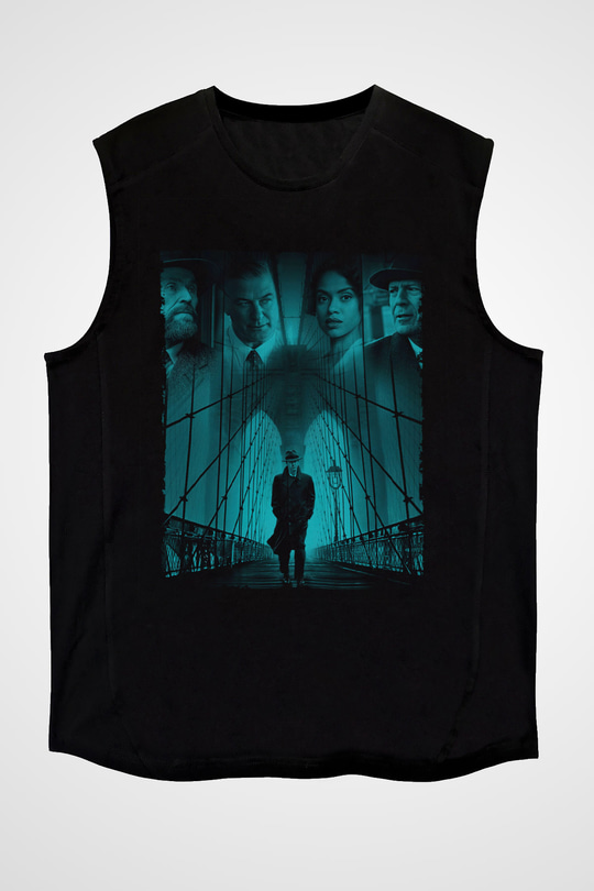 Unisex Motherless Brooklyn Baskılı Siyah Kolsuz Tshirt