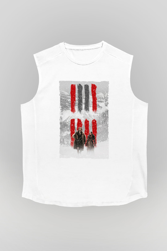 Unisex Nefret Sekizlisi (The Hateful Eight) Baskılı Beyaz Kolsuz Tişört