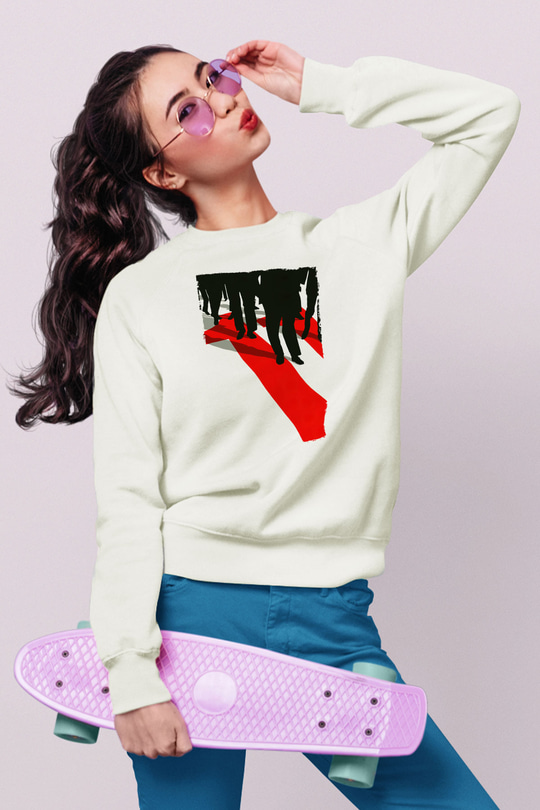 Unisex Oceans Eleven Baskılı Beyaz Sweatshirt