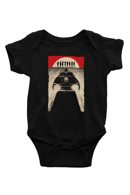 Unisex Ölüm Geçirmez (Death Proof) Baskılı Siyah Bebek Body - Zıbın
