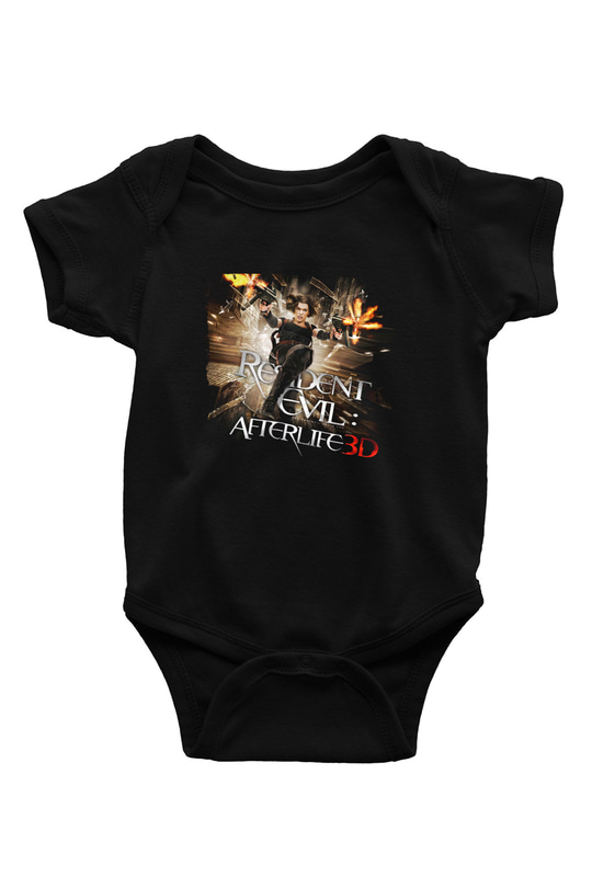 Unisex Ölümcül Deney Ölümden Sonra (Resident Evil Afterlife) Baskılı Siyah Bebek Body - Zıbın
