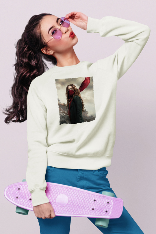 Unisex Ölümcül Makineler (Mortal Engines) Baskılı Beyaz Sweatshirt