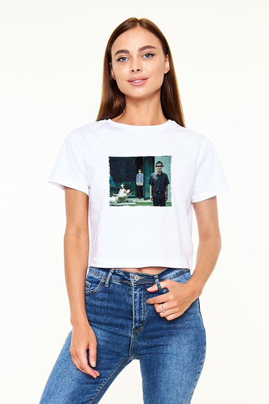 Unisex Parasite-Parazit Beyaz Crop Top Tişört