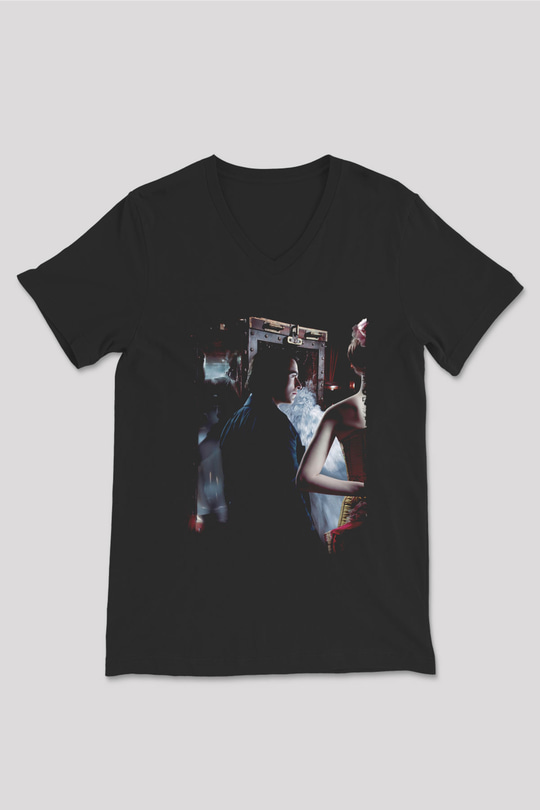 Unisex Prestij (The Prestige) Baskılı Siyah V Yaka Tişört
