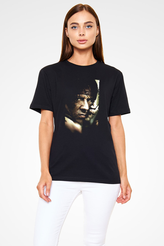 Rambo Baskılı Siyah T-Shirt