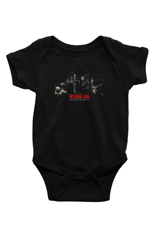 Unisex Resident Evil Baskılı Siyah Bebek Body - Zıbın