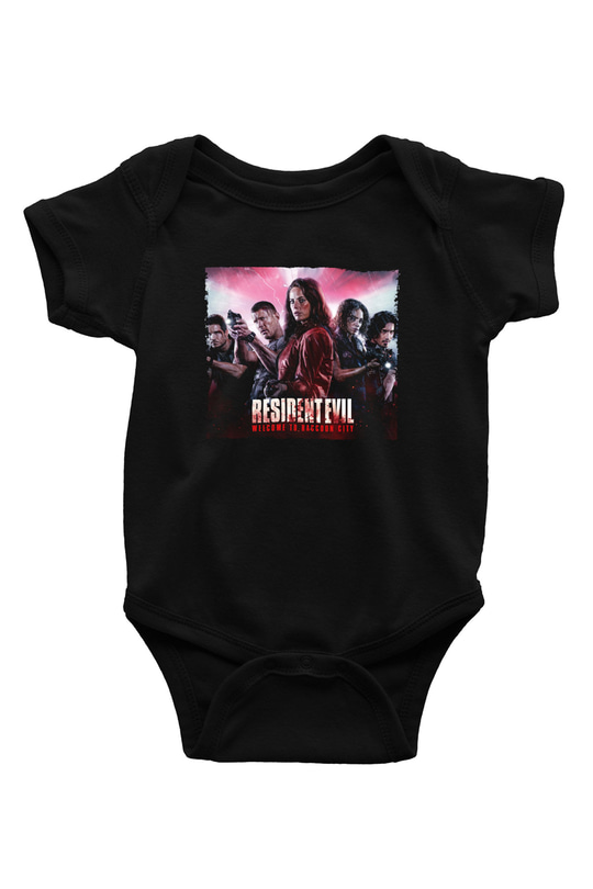 Unisex Resident Evil Raccoon Şehri (Resident Evil Welcome to Raccoon City) Baskılı Siyah Bebek Body - Zıbın