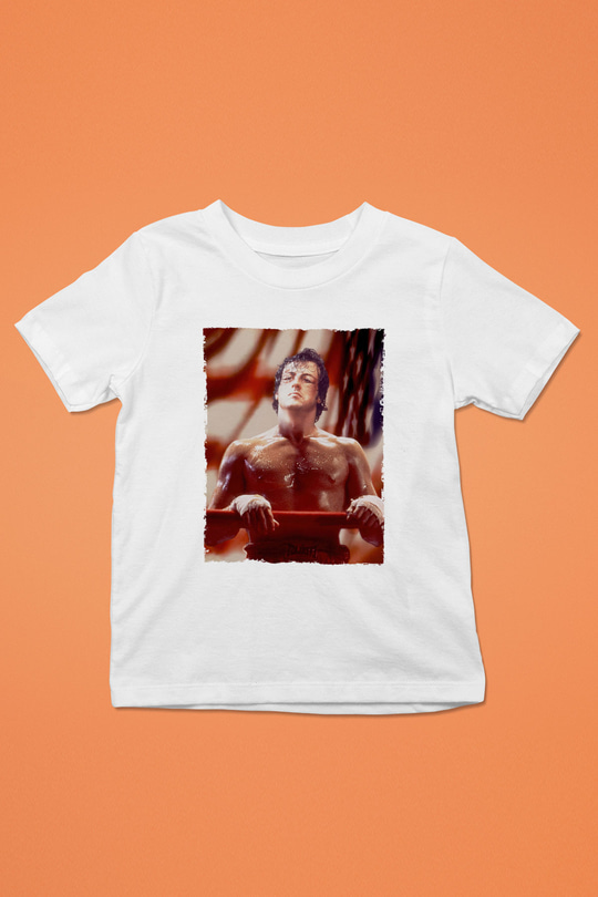 Unisex Rocky Baskılı Beyaz Çocuk Tişört