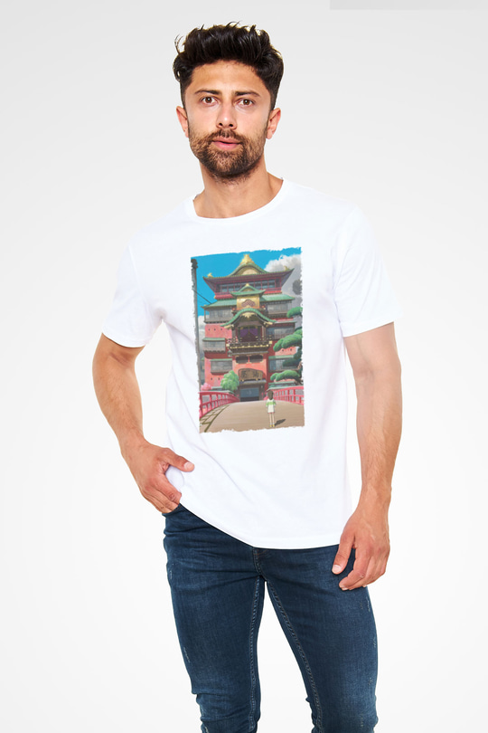 Ruhların Kaçışı (Spirited Away) Baskılı Beyaz T-shirt
