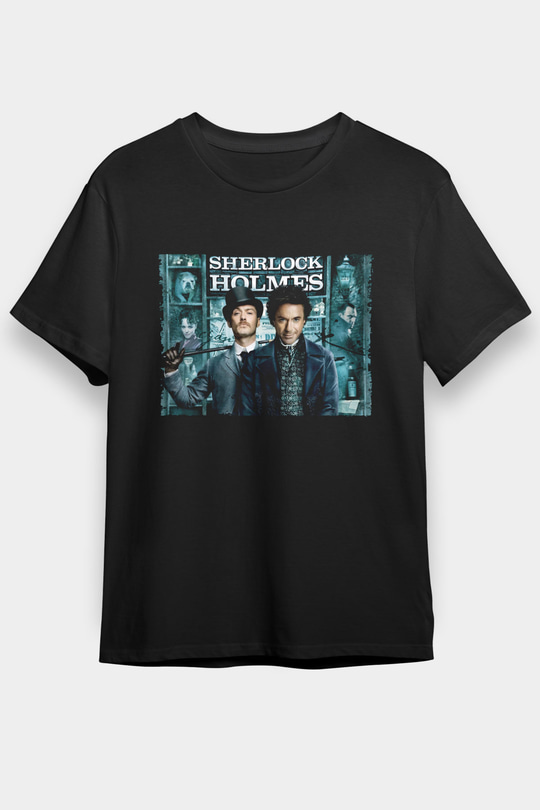 Sherlock Holmes Baskılı Siyah Tshirt