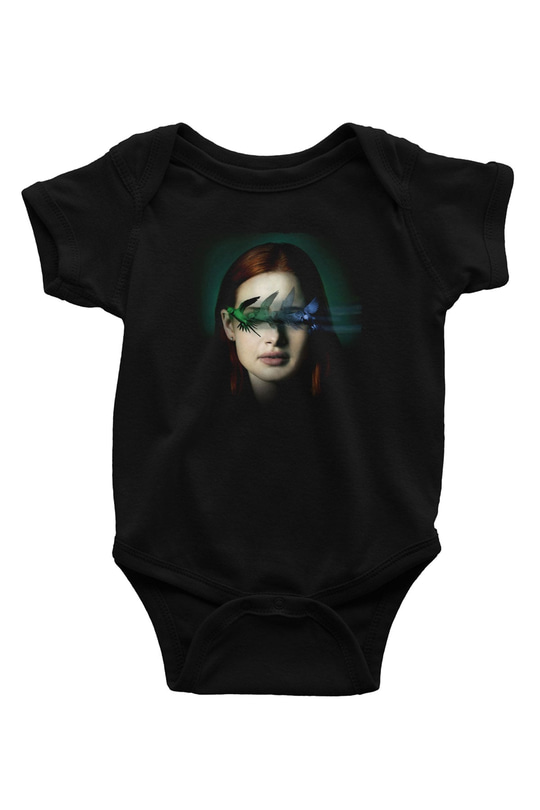 Unisex Sightless Baskılı Siyah Bebek Body - Zıbın