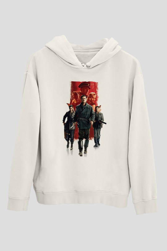 Unisex Soysuzlar Çetesi (Inglourious Basterds) Baskılı Beyaz Kapüşonlu Sweatshirt