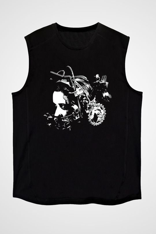 Unisex Testere III (Saw III) Baskılı Siyah Kolsuz Tshirt