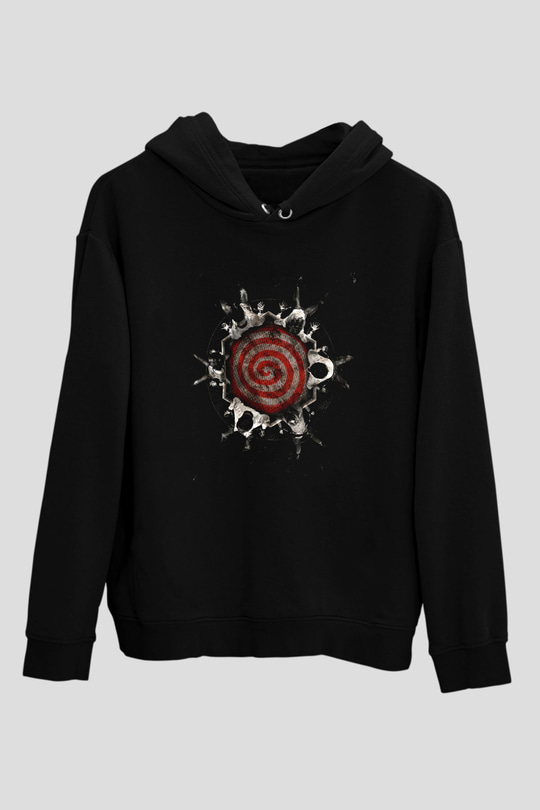 Unisex Testere VI (Saw VI) Baskılı Siyah Kapüşonlu Sweatshirt