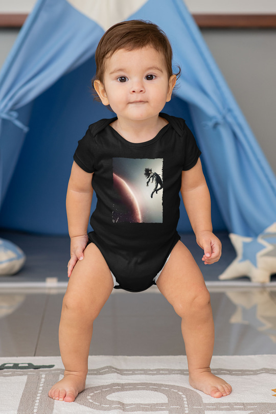Unisex The Expanse Baskılı Siyah Bebek Body - Zıbın